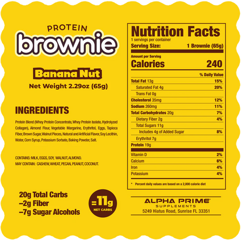 Alpha Prime - Prime Bites Protein Brownie - Banana Nut (Select Size)