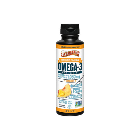 Barlean's Seriously Delicious Omega-3 Fish Oil Mango Peach Smoothie (8oz-16oz)