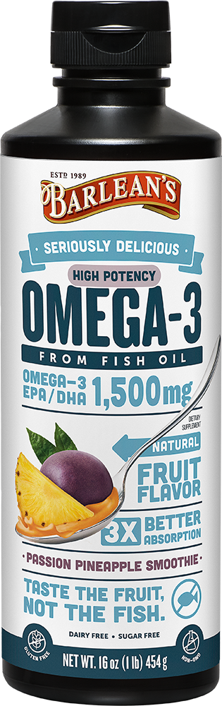 Barlean's Seriously Delicious High Potency Omega-3 Fish Oil Passion Pineapple Smoothie (16oz)