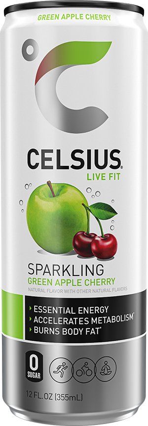 Celsius Green Apple Cherry - 12oz Can Sparkling Energy Drink