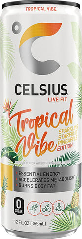 Celsius Tropical Vibe 12oz Can Sparkling Energy Drink