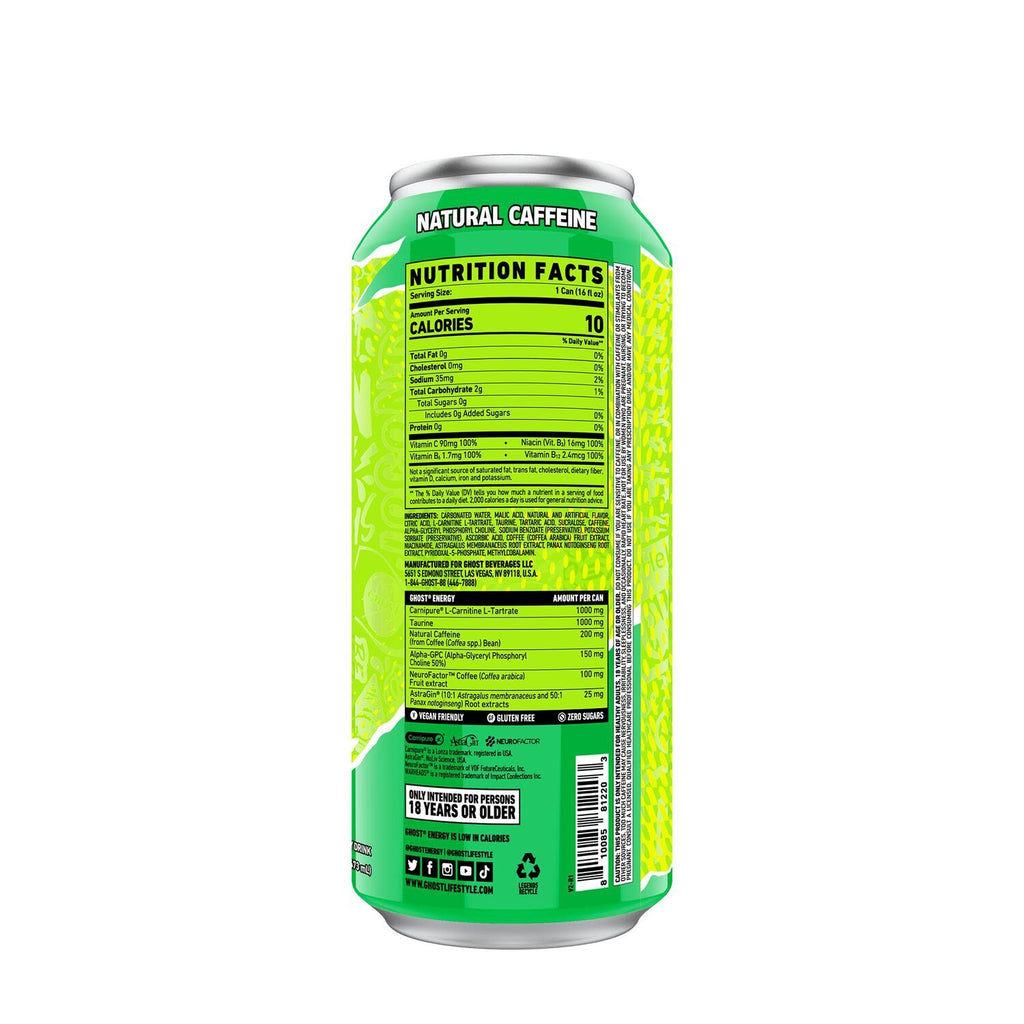 Ghost Energy Drink RTD Warheads Sour Green Apple CORE Sports Nutrition