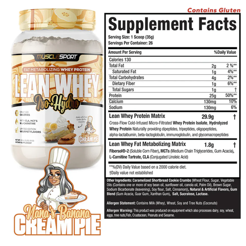 MuscleSport Lean Whey 2lb - Nana's Banana Cream Pie