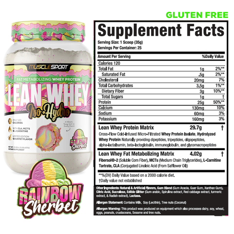 MuscleSport Lean Whey 2lb - Rainbow Sherbet