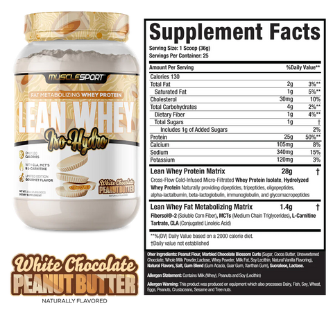 MuscleSport Lean Whey 2lb - White Chocolate Peanut Butter