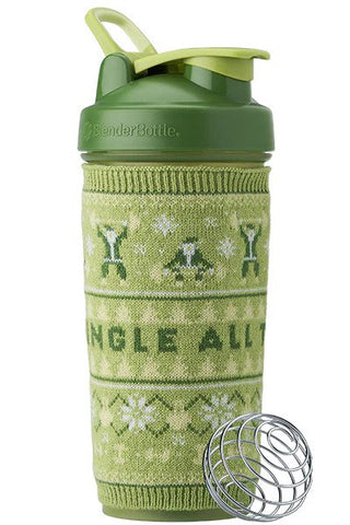 BlenderBottle 28oz "Jingle All The Whey" SPECIAL EDITION Shaker Cup with Bottle Sleeve