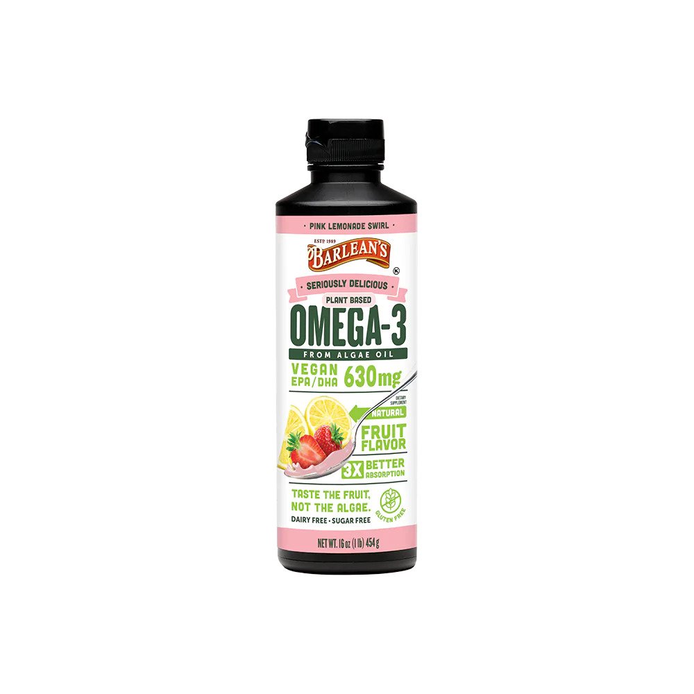 Barlean's Seriously Delicious Plant Based Omega-3 Algae Oil Pink Lemonade