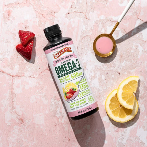 Barlean's Seriously Delicious Plant Based Omega-3 Algae Oil Pink Lemonade